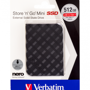 Verbatim Store ‘n’ Go External Mini SSD 512GB with Type-C?Adapter
