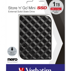 Verbatim Store ‘n’ Go External Mini SSD 1TB with Type-C?Adapter