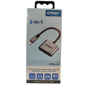 Onten Otn-132 2-in-1 Lightning to Audio with Qc Charging Adapter